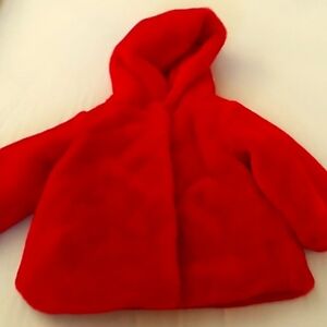 First Impressions red faux fur infant coat